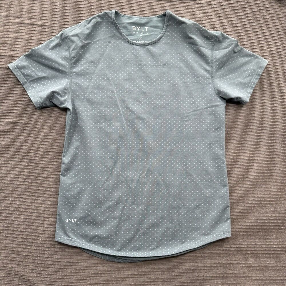 BYLT Drop Cut S/S Polo Shirt‎ Men Large Polka Dot Cotton Golf Golfing Preppy.